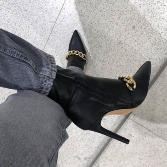 ZARA CHAIN HIGH HEEL ANKLE BOOTS - Picture 3 of 15